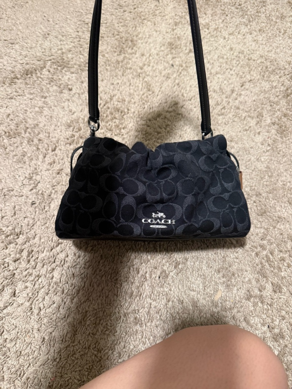Coach Black Signature C Monogram Shoulder Bag